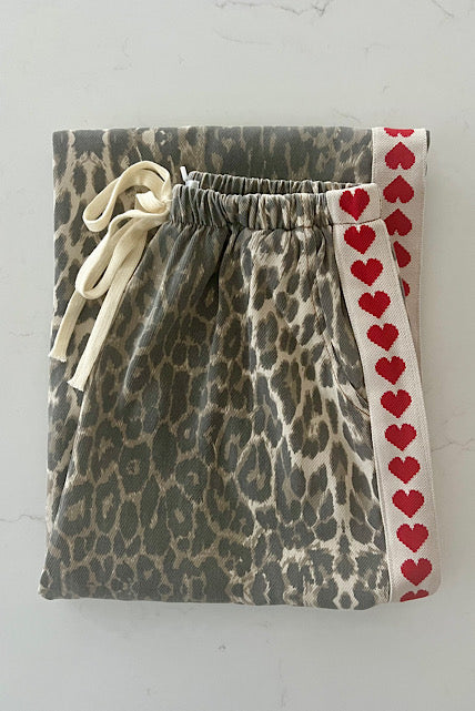 Leopard Heart Racer Pants