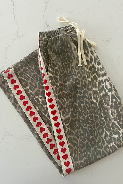 Leopard Heart Racer Pants