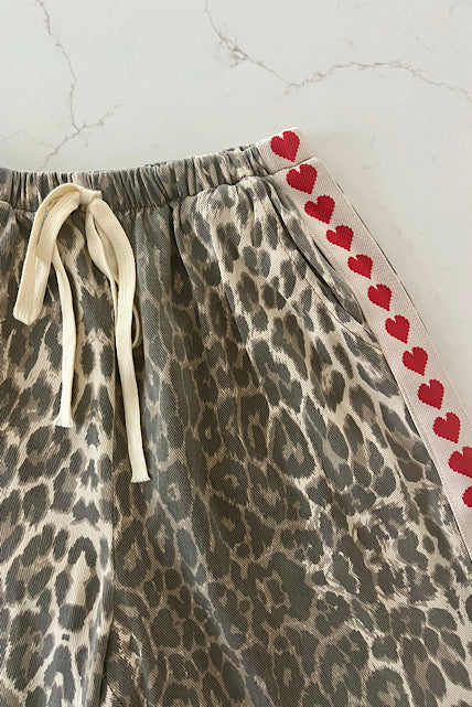 Leopard Heart Racer Pants