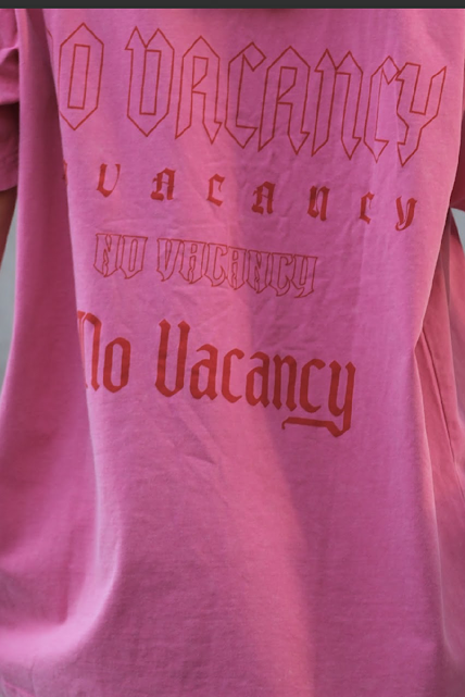 SSAINT No Vacancy Tee - Dark Pink Acid Wash