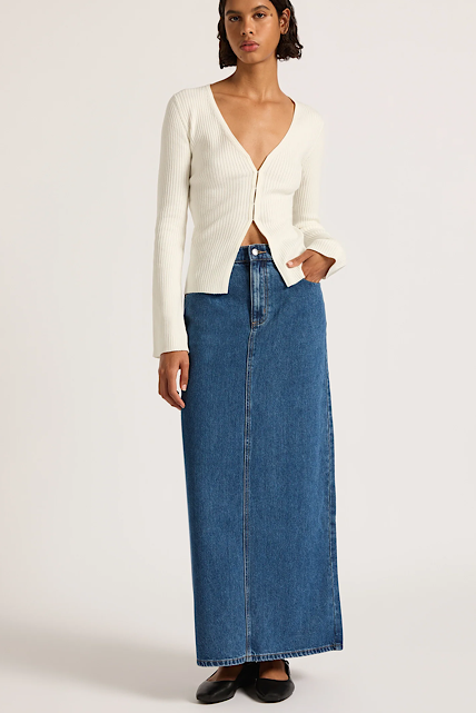 Organic Denim Maxi Skirt
