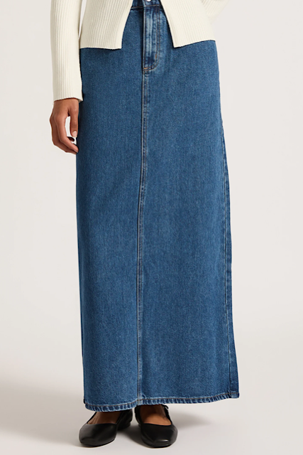 Organic Denim Maxi Skirt