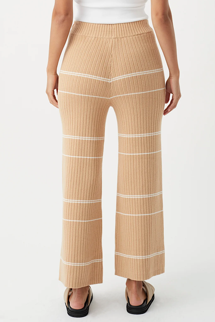 Vera Organic Knit Pants - Honey Stripe